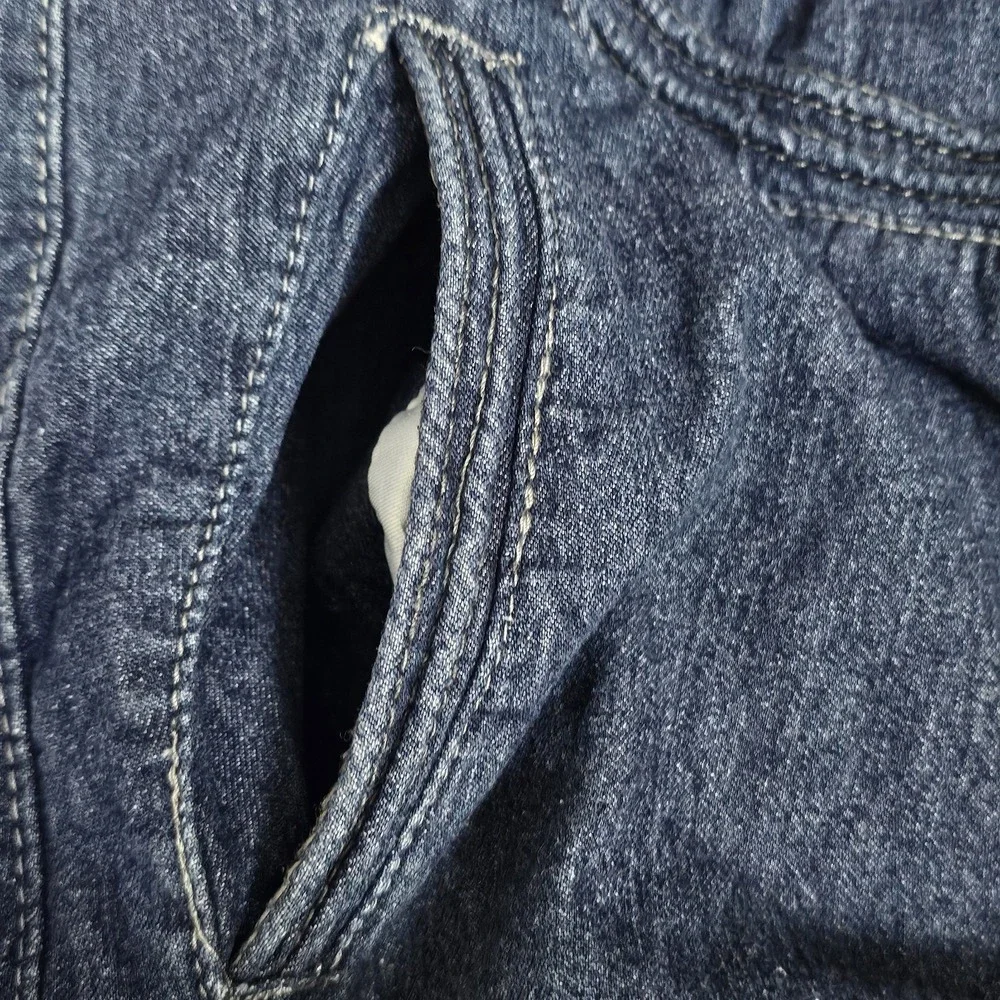 Women Jeans Skirt‎ Large 12/14 Long A-Line Cotton Blend Elastic Waistband 529